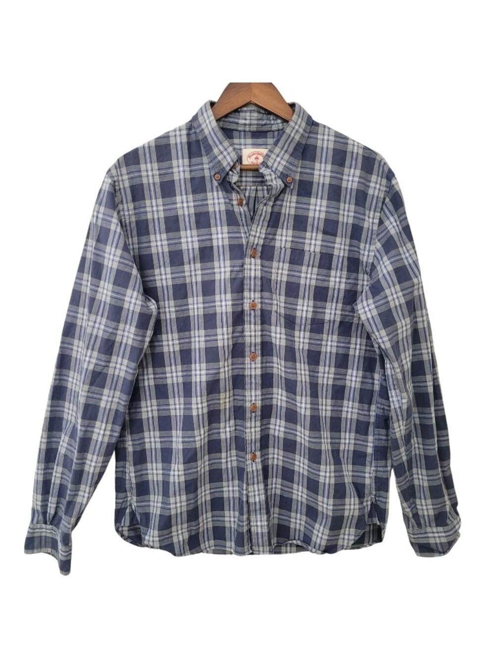 Brooks Brothers Red Fleece Plaid Button-Down Shirt Mens Size L Blue